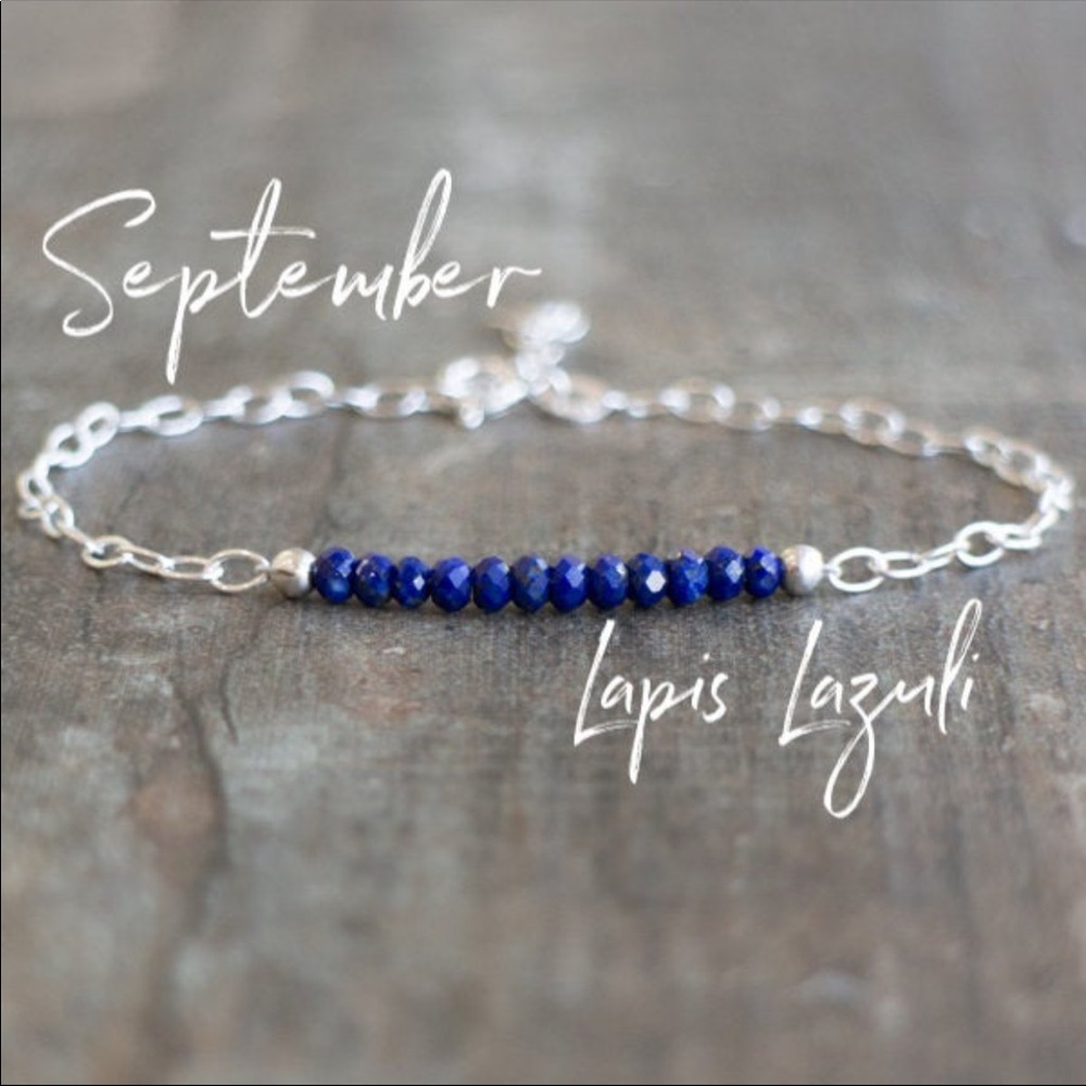 Lapis Lazuli Gemstone Sterling Silver Bracelet